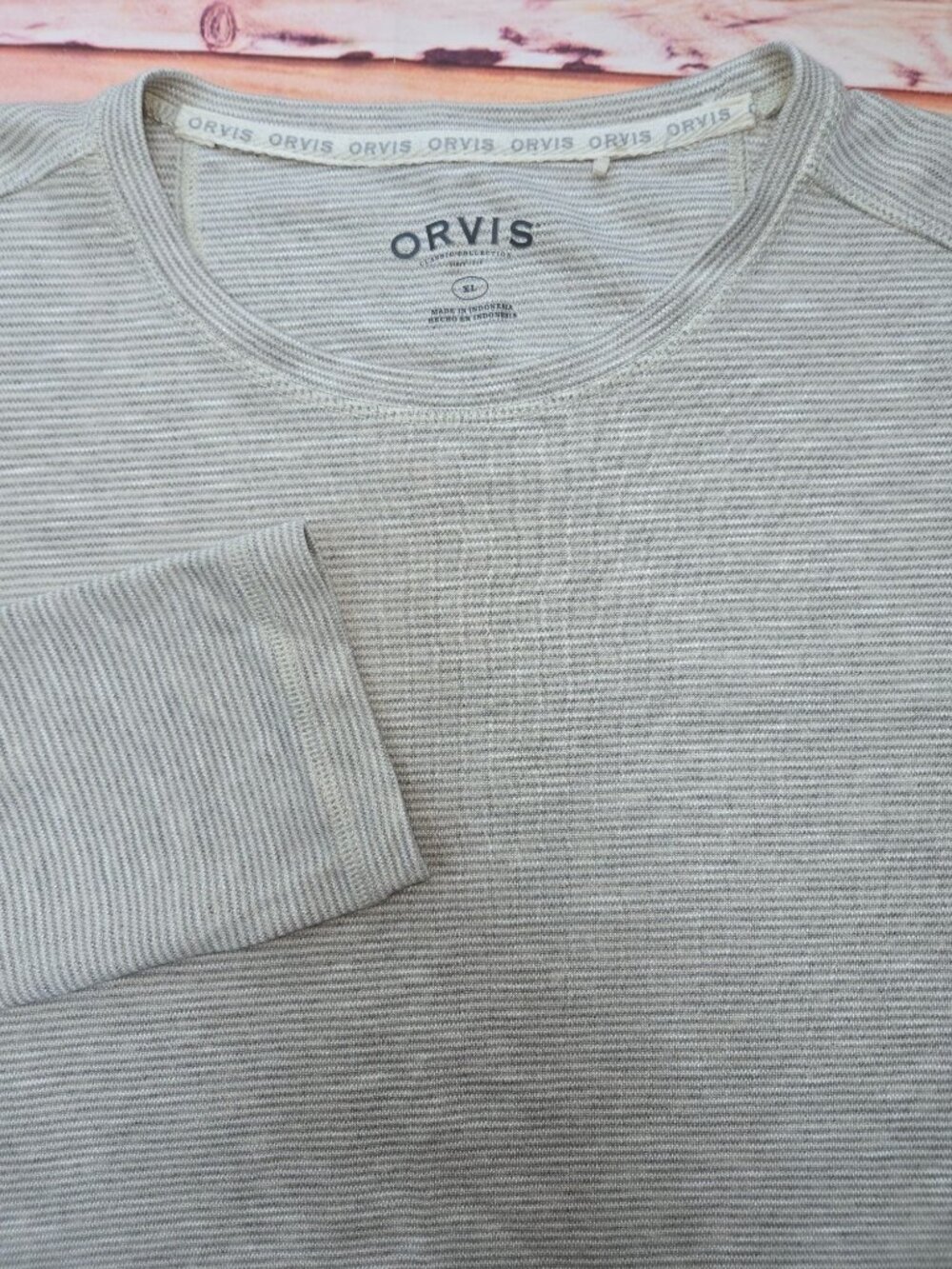 Orvis Mens Classic Collection Gray Striped L/S Shirt XL